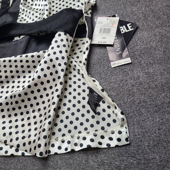 Perceptions Petite Blouse Womens 16P Black White Polka Dot Satin Career Top NWT - Picture 7 of 10